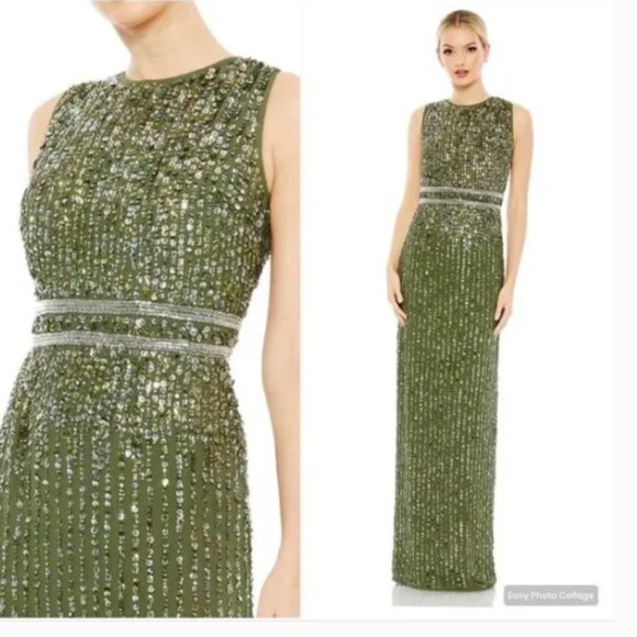 MAC DUGGAL 93602 SEQUINED HIGH NECK SLEEVELESS COLUMN GOWN sz 2 - Picture 8 of 8